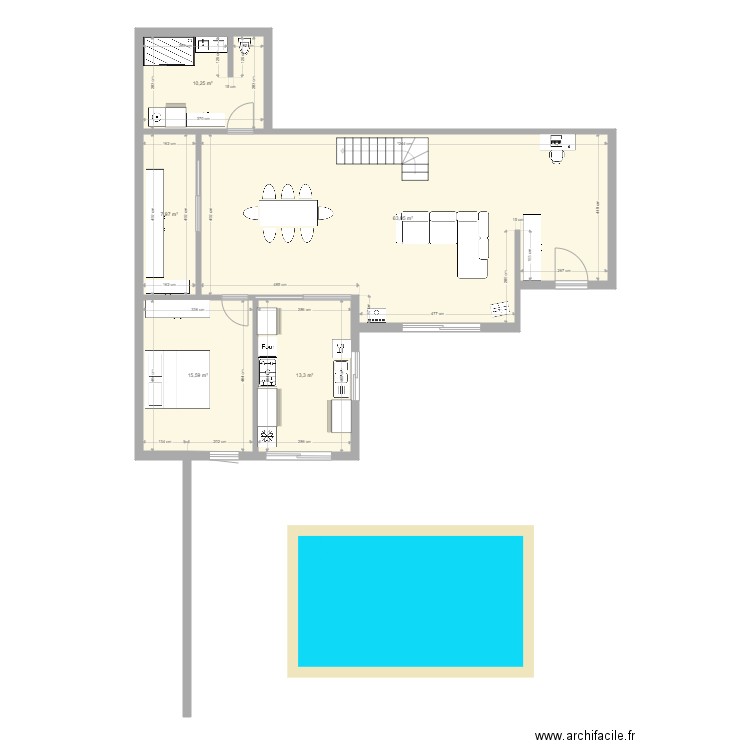 A CÖTE D'EN FACE. Plan de 5 pièces et 111 m2