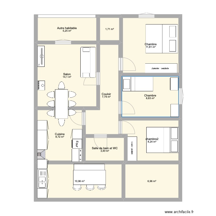 Azinhaga da Fonte. Plan de 11 pièces et 88 m2