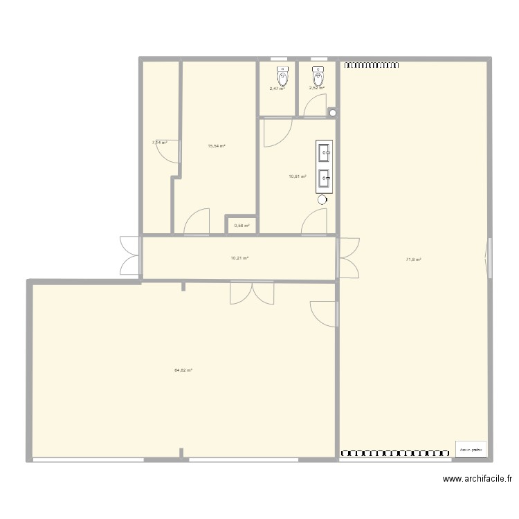 salle négo. Plan de 9 pièces et 186 m2