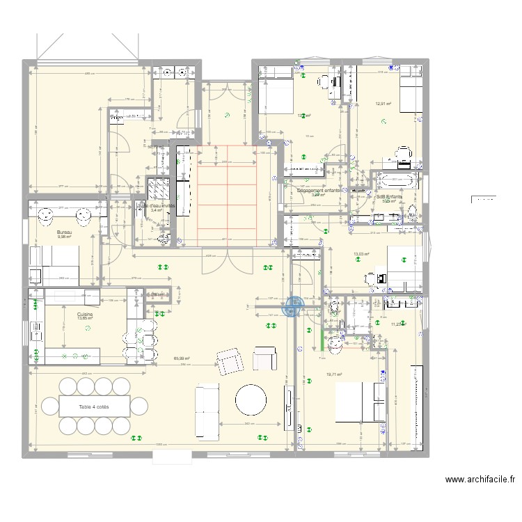 10 sq des Tilleuls OK Post évacuation AVEC PLAN ELEC. Plan de 14 pièces et 225 m2