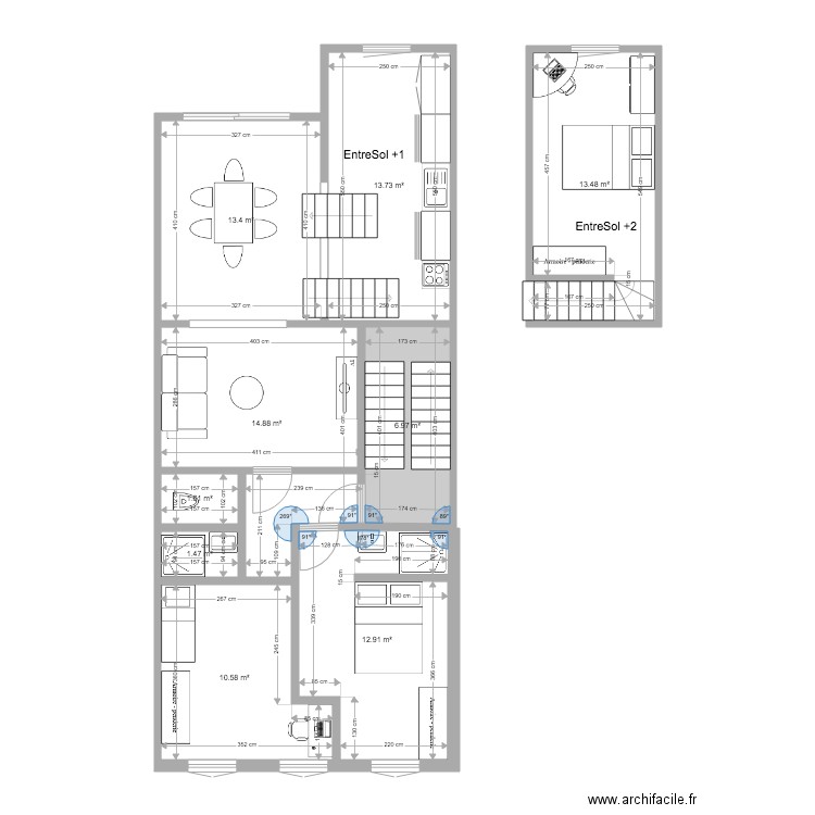 Mtype Bxl 1 etage LD. Plan de 0 pièce et 0 m2