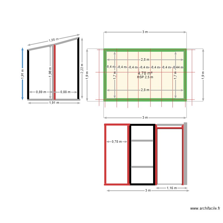 ABRI JARDIN. Plan de 1 pièce et 5 m2