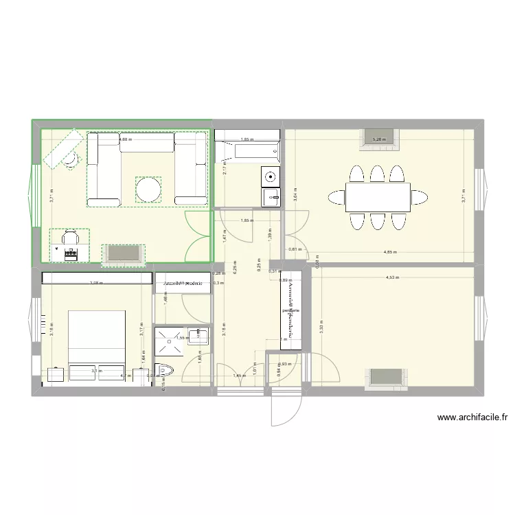 avec grand canapé. Plan de avec grand canapé. Plan de
