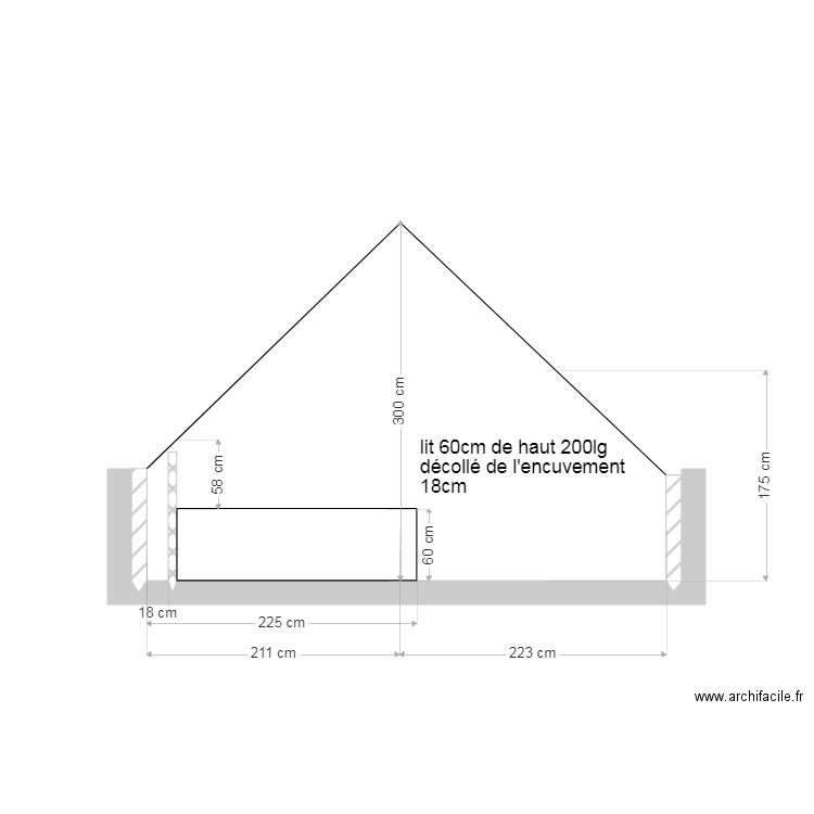 Jully  lit a lest décollé. Plan de 0 pièce et 0 m2