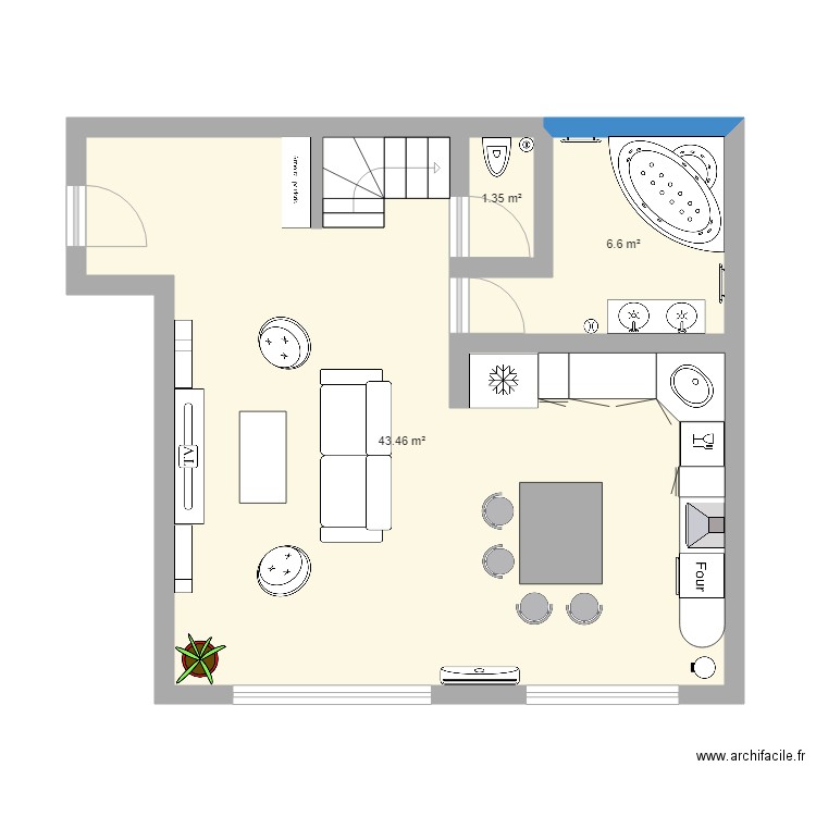 studio 53 M2. Plan de 0 pièce et 0 m2