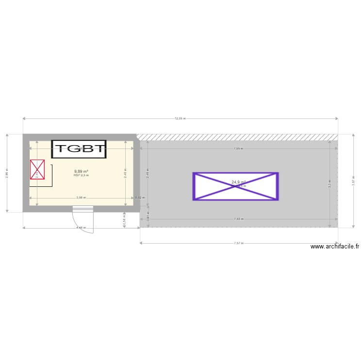 groupe elec pierre levée. Plan de 2 pièces et 35 m2