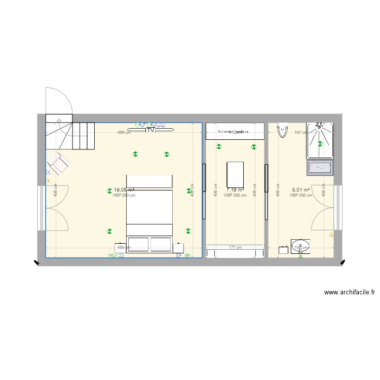 Plan studio 1. Plan de 0 pièce et 0 m2