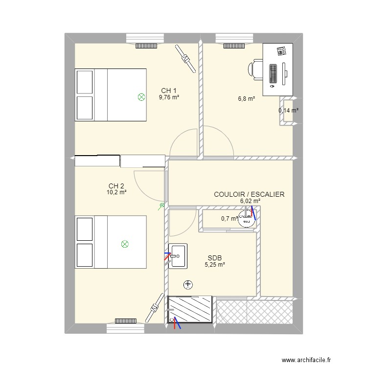 R1 - Maison TIRAUX Plomb. Plan de 8 pièces et 40 m2