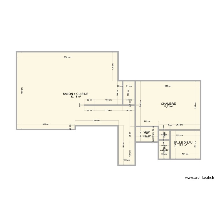 LEMOIGNE. Plan de 5 pièces et 50 m2