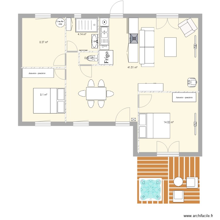 Maison proposition 3 chambres et espace extérieur. Plan de 0 pièce et 0 m2