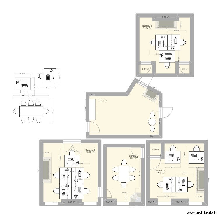 Bureau KPC AlsaceL. Plan de 13 pièces et 81 m2