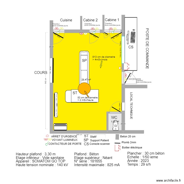 ZONAGE SIEMENS. Plan de 2 pièces et 30 m2