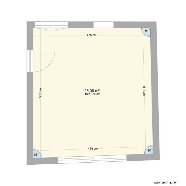  GUERET . Plan de 1 pièce et 25 m2