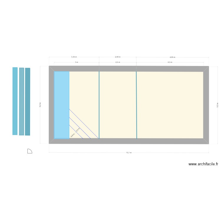 Projet Piscine III. Plan de 1 pièce et 45 m2