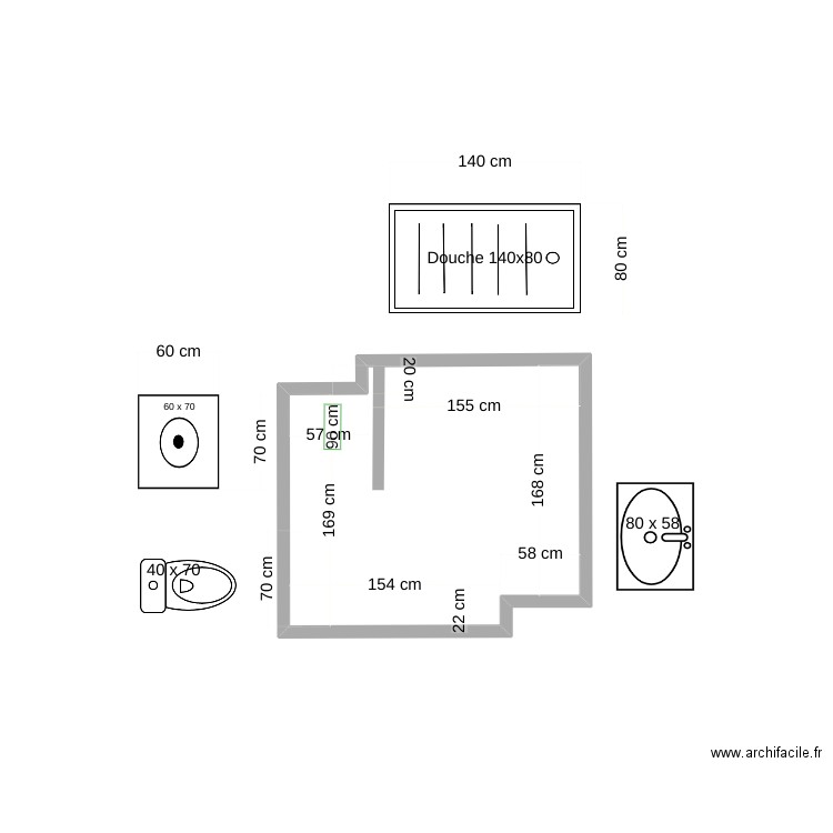 CEDEO. Plan de 1 pièce et 4 m2