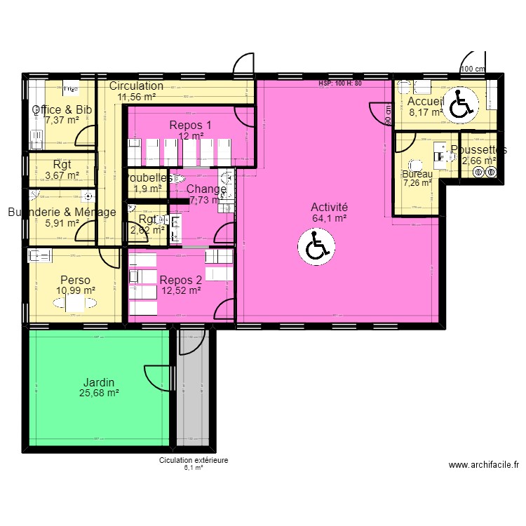 B95C27/28C projet v2. Plan de 16 pièces et 190 m2