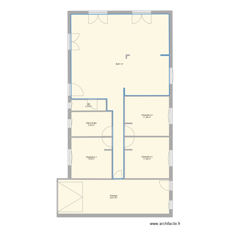 Marseillan. Plan de 7 pièces et 127 m2