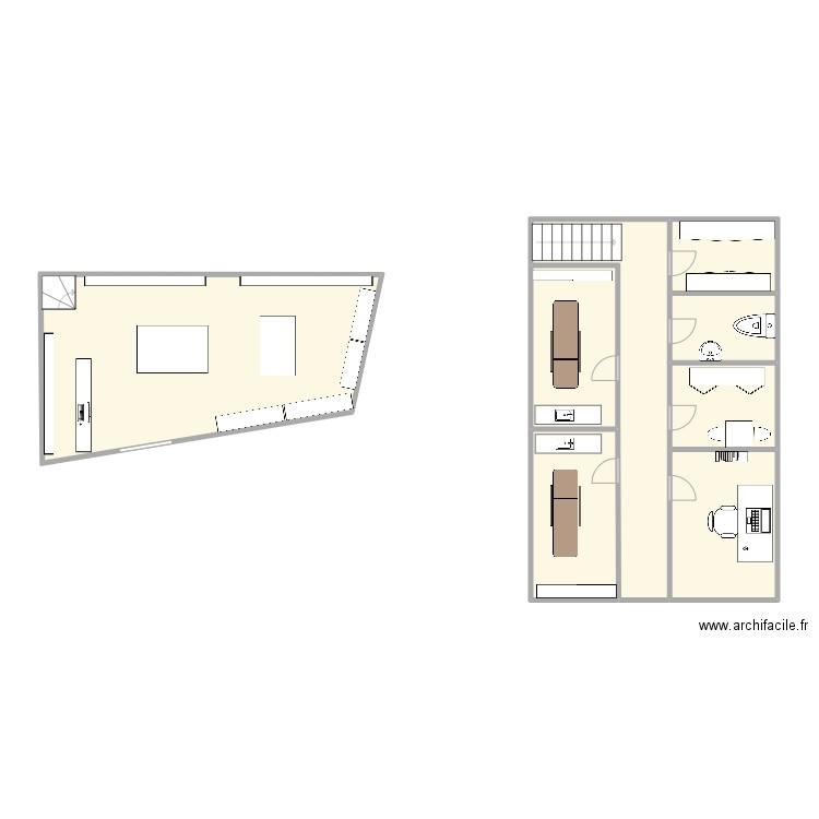 Projet institut et parfumerie . Plan de 8 pièces et 83 m2