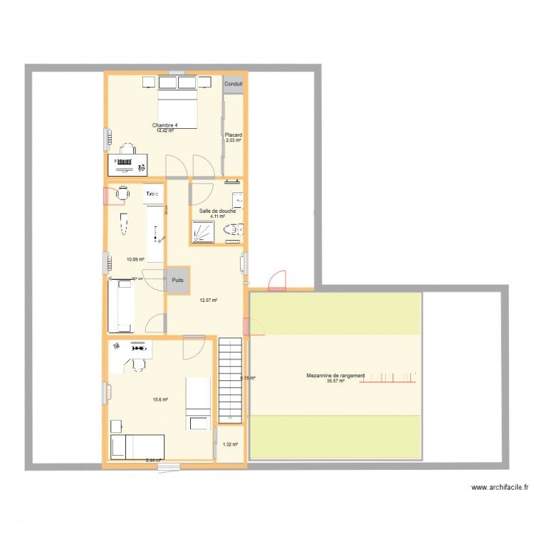 Maison Semi plain pied Etage . Plan de 0 pièce et 0 m2