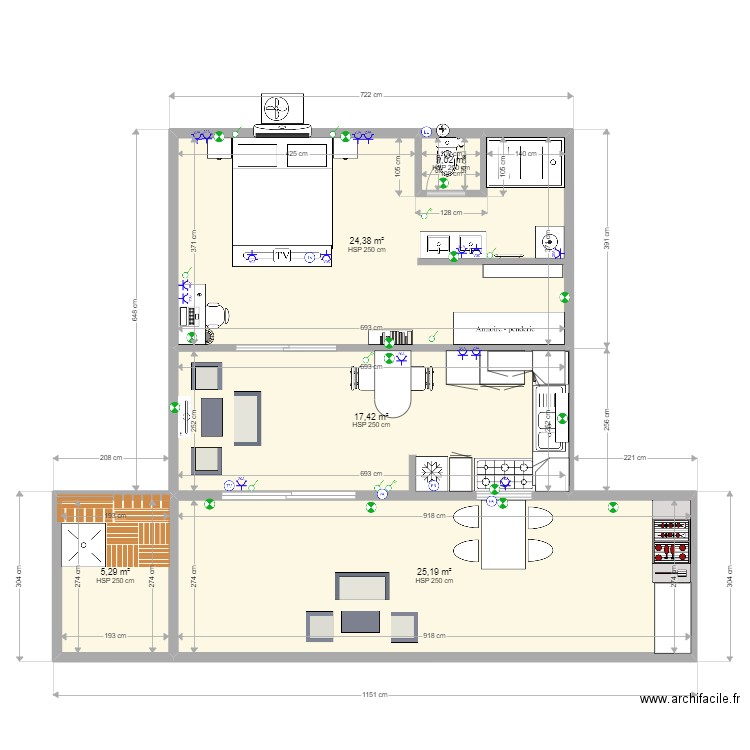 Studio. Plan de 0 pièce et 0 m2