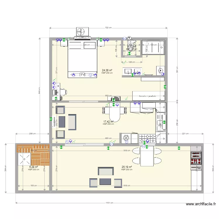 Studio. Plan de 