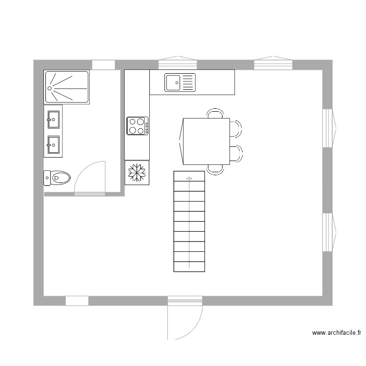 cabinet RDC. Plan de 1 pièce et 42 m2