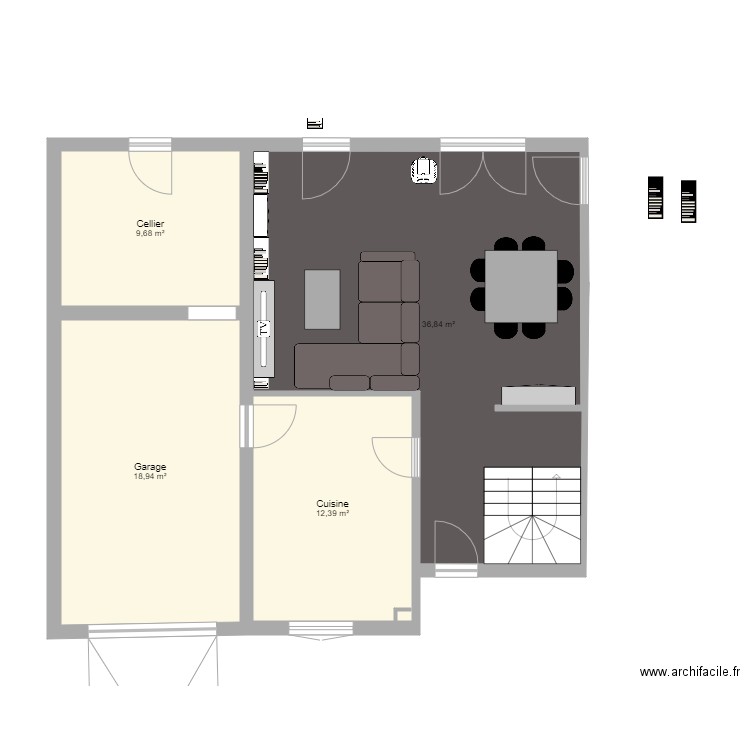 Cuisine 2. Plan de 4 pièces et 78 m2