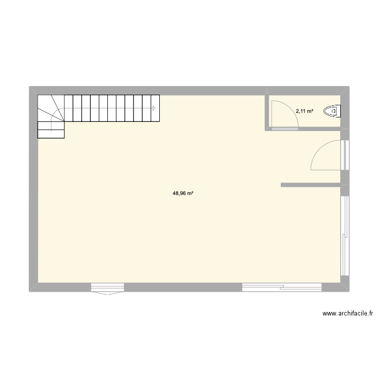 maison rdc . Plan de 2 pièces et 51 m2