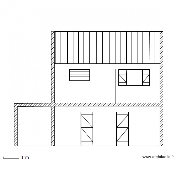 vue de face. Plan de 0 pièce et 0 m2