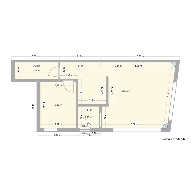 appartement 1. Plan de 4 pièces et 51 m2