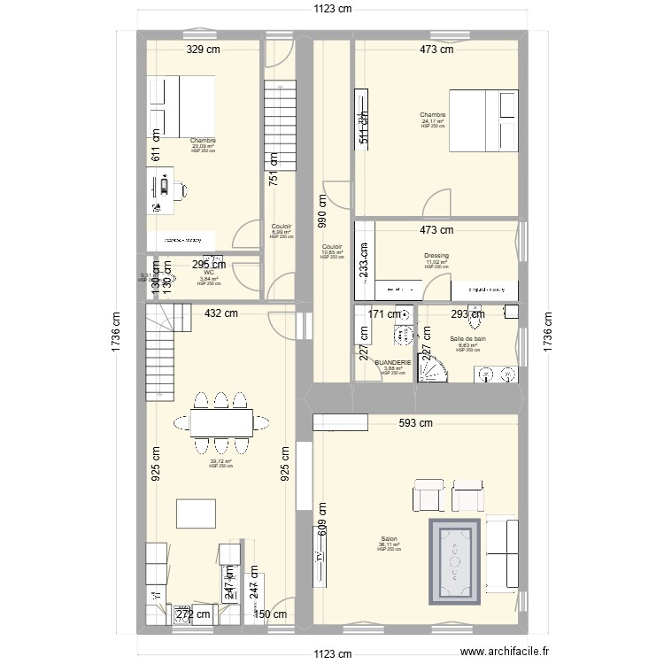 plan eva aménagement. Plan de 11 pièces et 164 m2