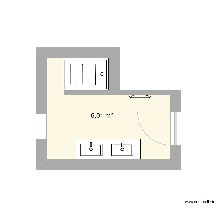 sdb mamie. Plan de 1 pièce et 6 m2