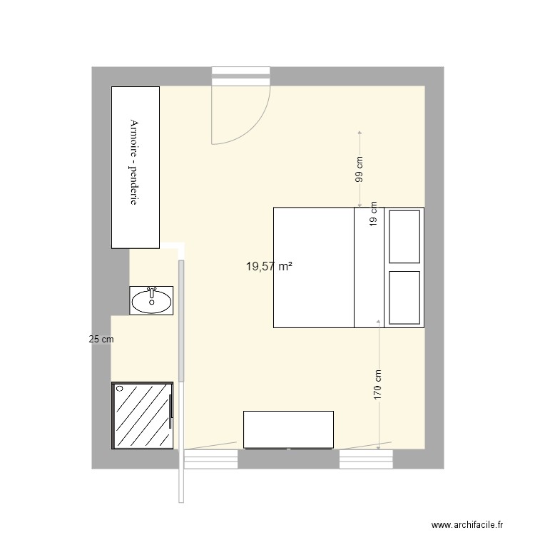 nouvelle chambre. Plan de 1 pièce et 20 m2