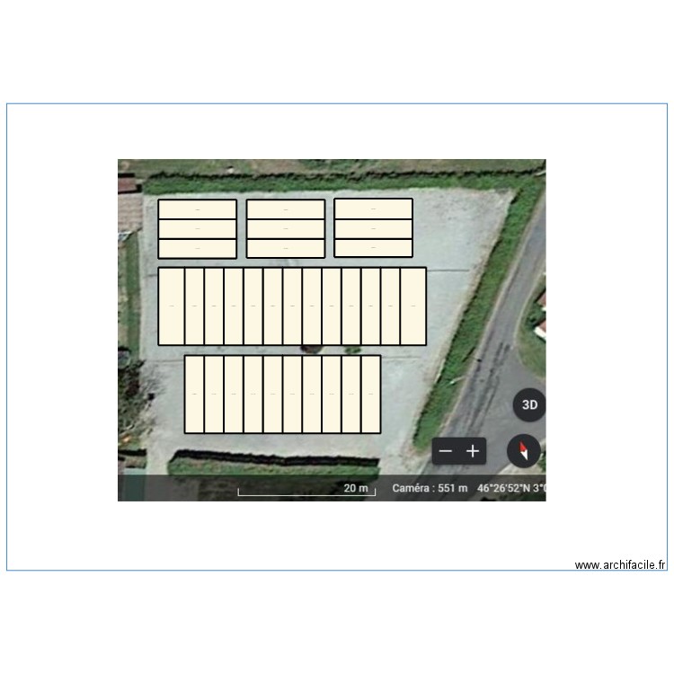 Organisation terrain pétanque . Plan de 32 pièces et 1080 m2