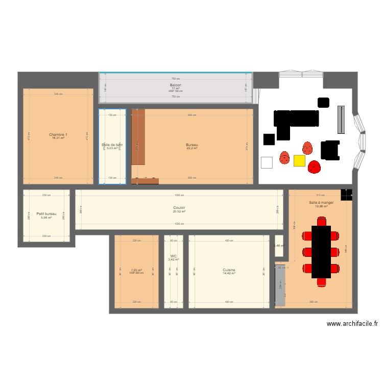 Crétêts 89 002. Plan de 11 pièces et 127 m2