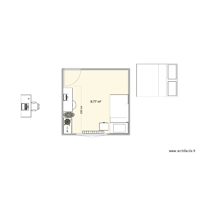 chambre loute 3. Plan de 1 pièce et 10 m2