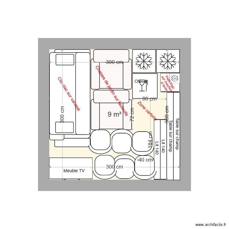 Plan 9m3. Plan de 0 pièce et 0 m2