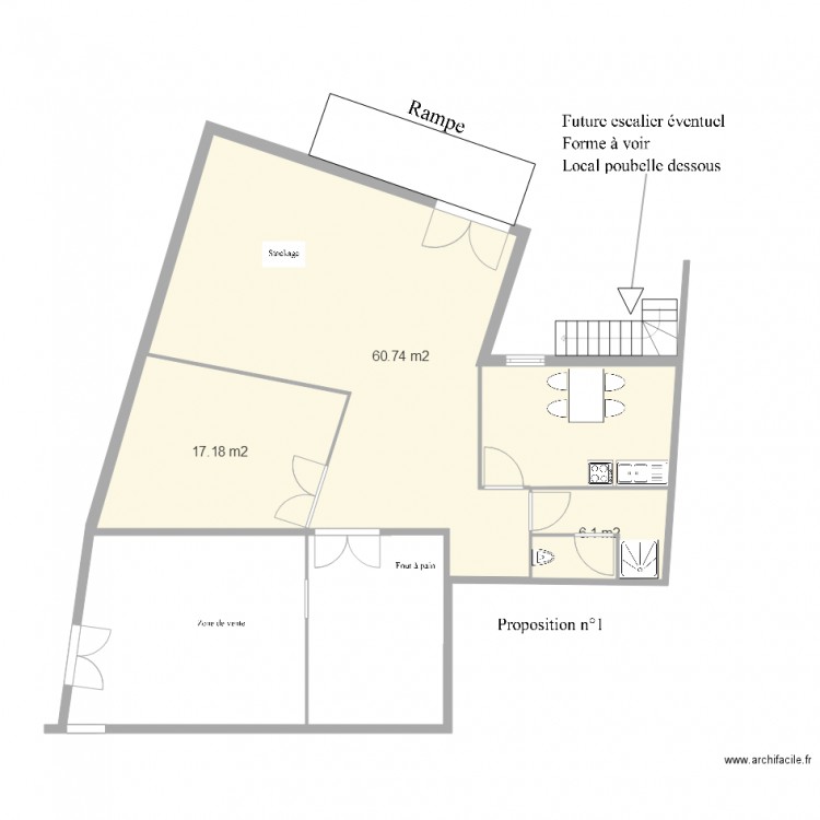 Superette le guerno Plan aménagement modifié 1. Plan de 0 pièce et 0 m2