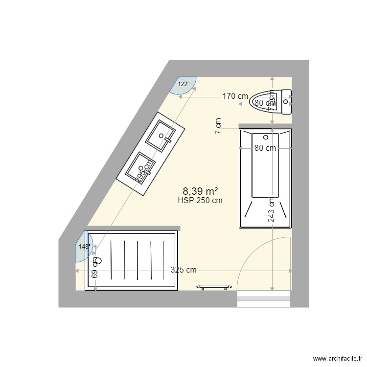 FERNANDES. Plan de 1 pièce et 8 m2