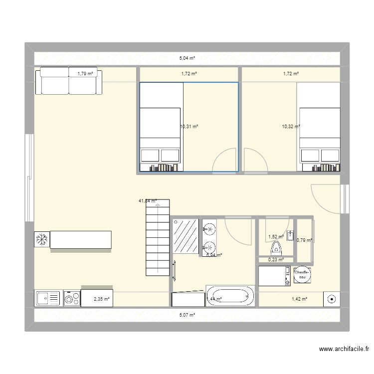 A-frame House. Plan de 15 pièces et 93 m2
