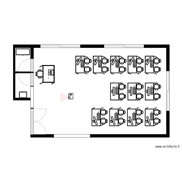 salle informatique . Plan de 2 pièces et 60 m2