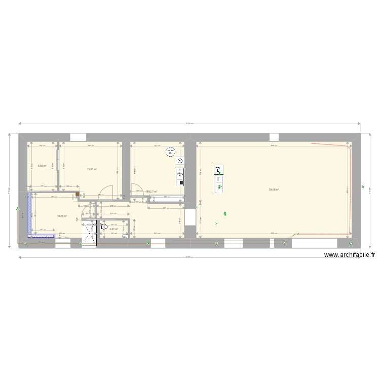 cotes cloisons. Plan de 0 pièce et 0 m2