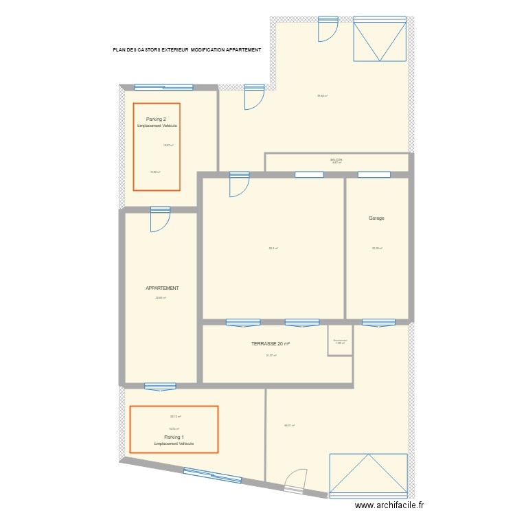 Plan des Castors extérieur étage avec modifications. Plan de 0 pièce et 0 m2