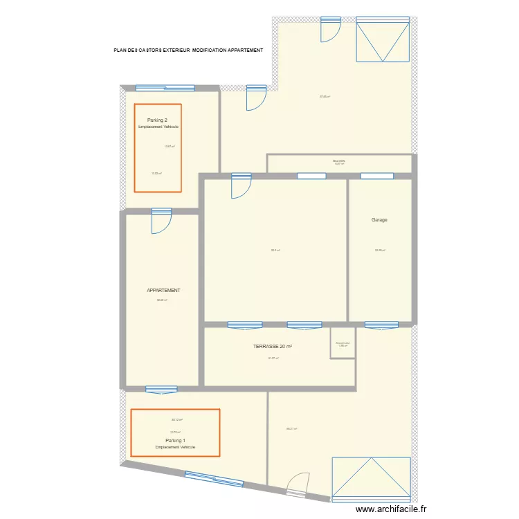 Plan des Castors ext&eacute;rieur &eacute;tage avec modifications. Plan de 