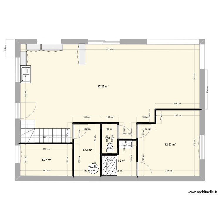 maison. Plan de 6 pièces et 74 m2