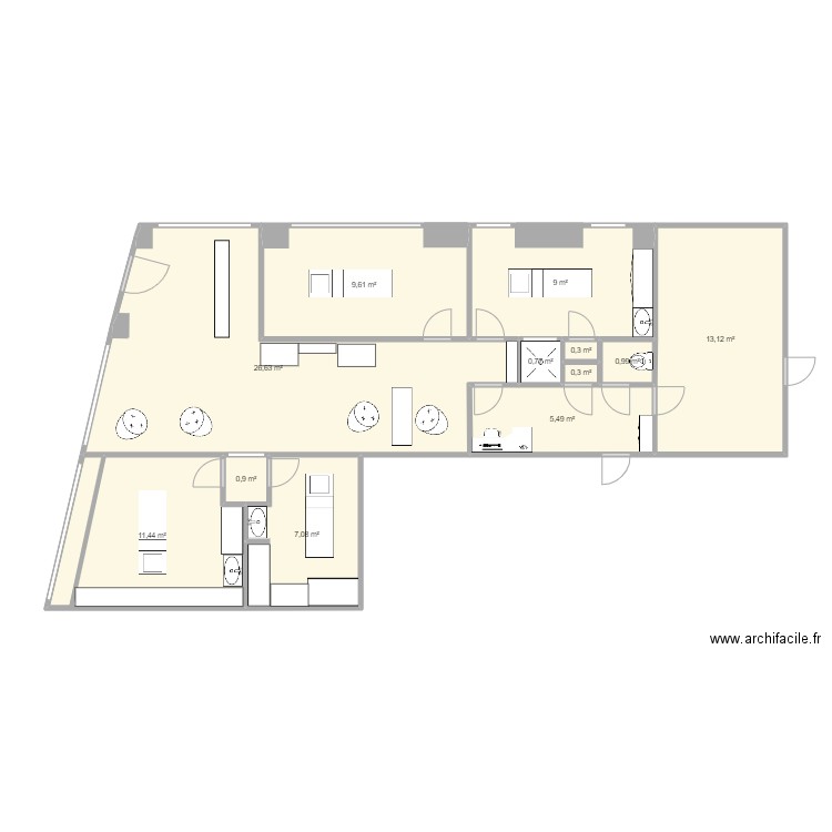 INSTITUT . Plan de 12 pièces et 86 m2