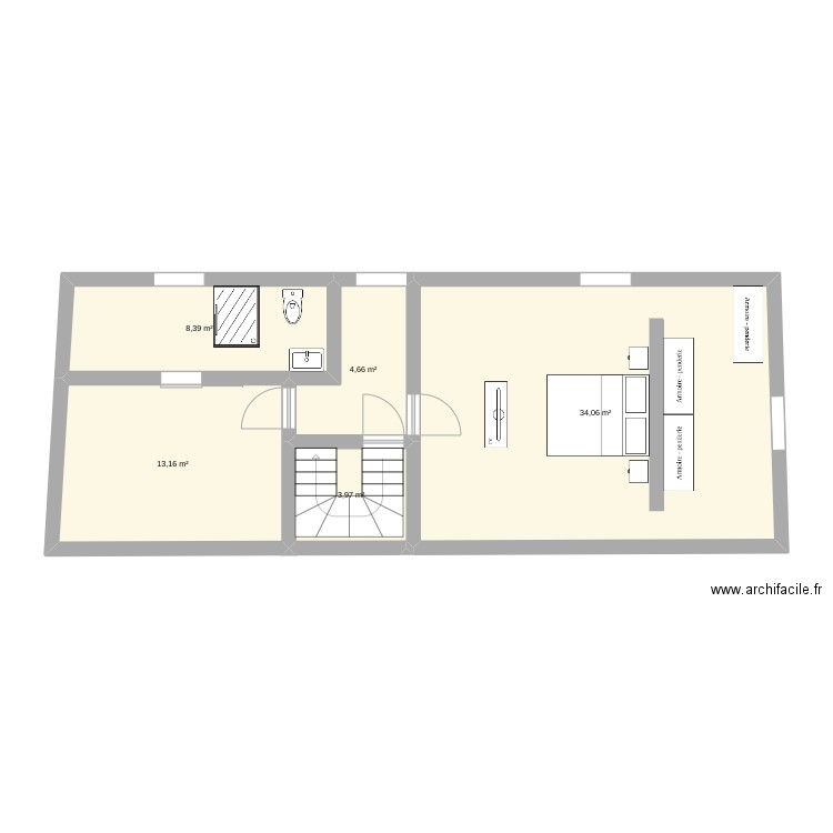 essai 1 . Plan de 5 pièces et 64 m2