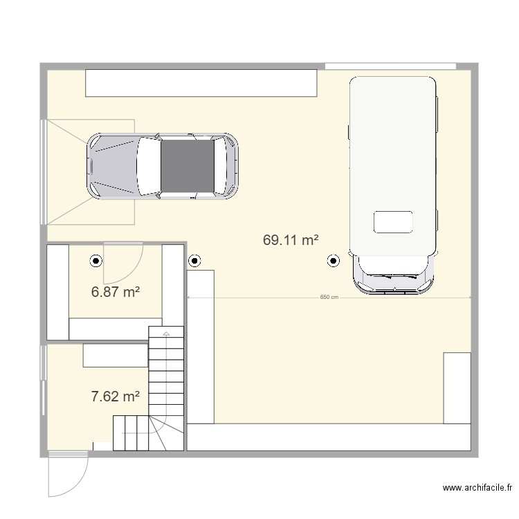 plan hangar. Plan de 3 pièces et 84 m2