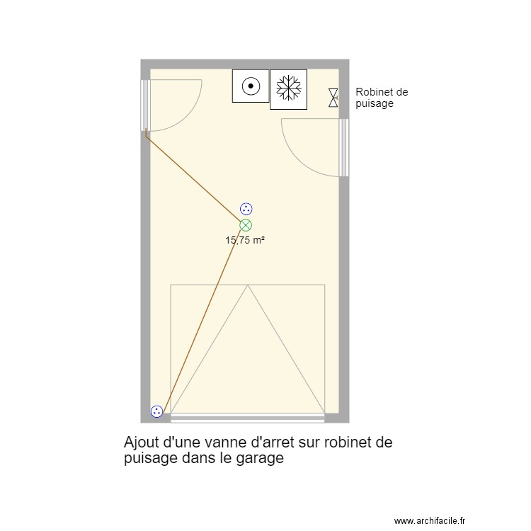 garage. Plan de 1 pièce et 16 m2