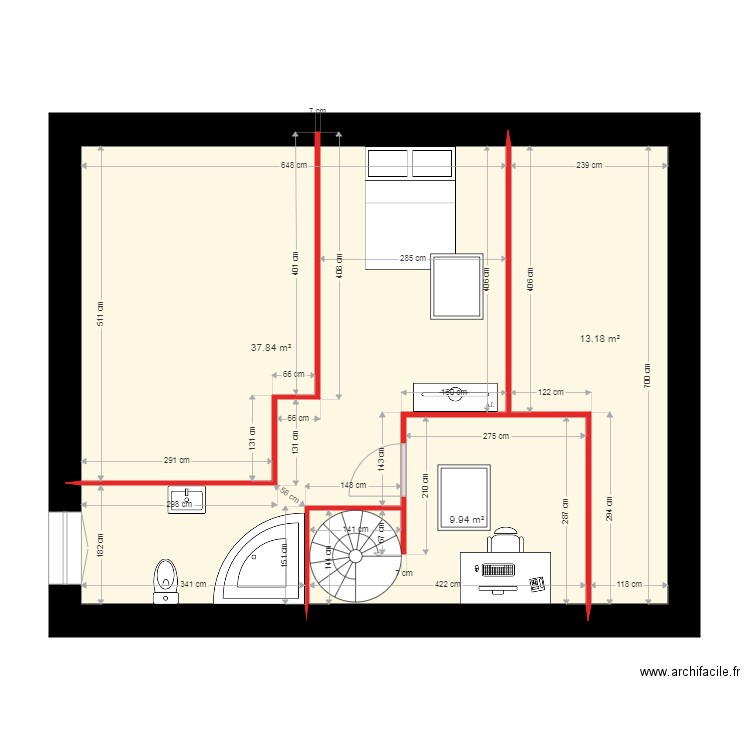 location ramber 2e etage. Plan de 0 pièce et 0 m2